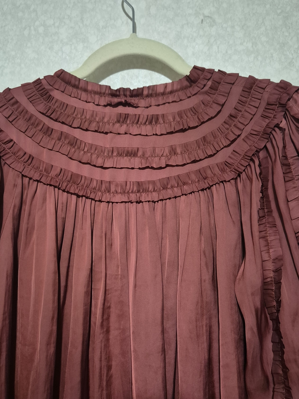 Ulla Johnson Women's Ruffle-Trim Long Sleeve Blouse - Desert Rose In Red-Size:4 - Picture 8 of 12
